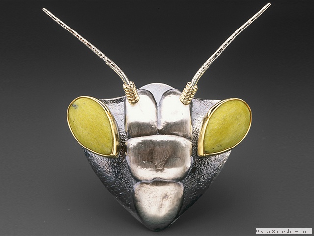 Mantis Head - Sterling Silver - 22k Gold - 18k Gold - Serpentine Eyes - 2.5 inches