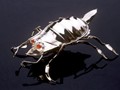 Lit Sculpture - Sterling Silver - LED Lit Carnelian Eyes - 4 inches