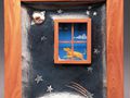 Shadow Box 6 inch x 8 inch Hammered Copper - Silver - Ancient Juniper -<br/>Painting of Flying Dog by Ryan O'Brien