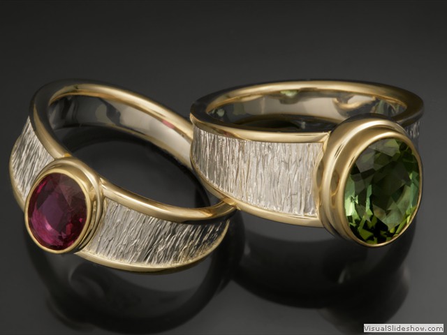 Pair of Gold Tourmaline Rings
