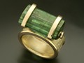Double Terminated Green Tourmaline Crystal - 18k Gold